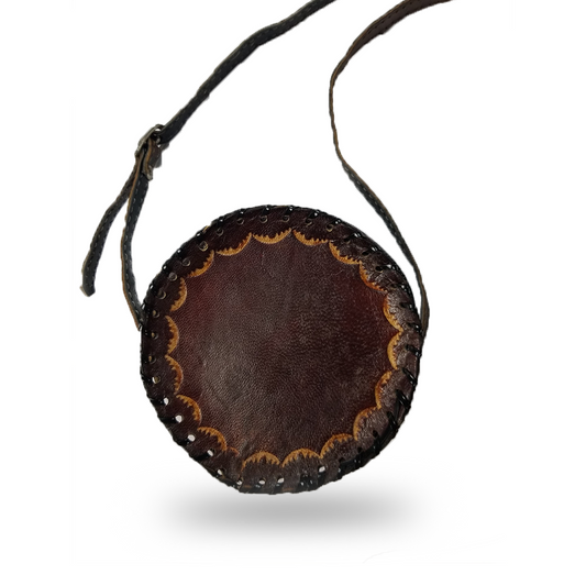 Round Leather Crossbody Purse