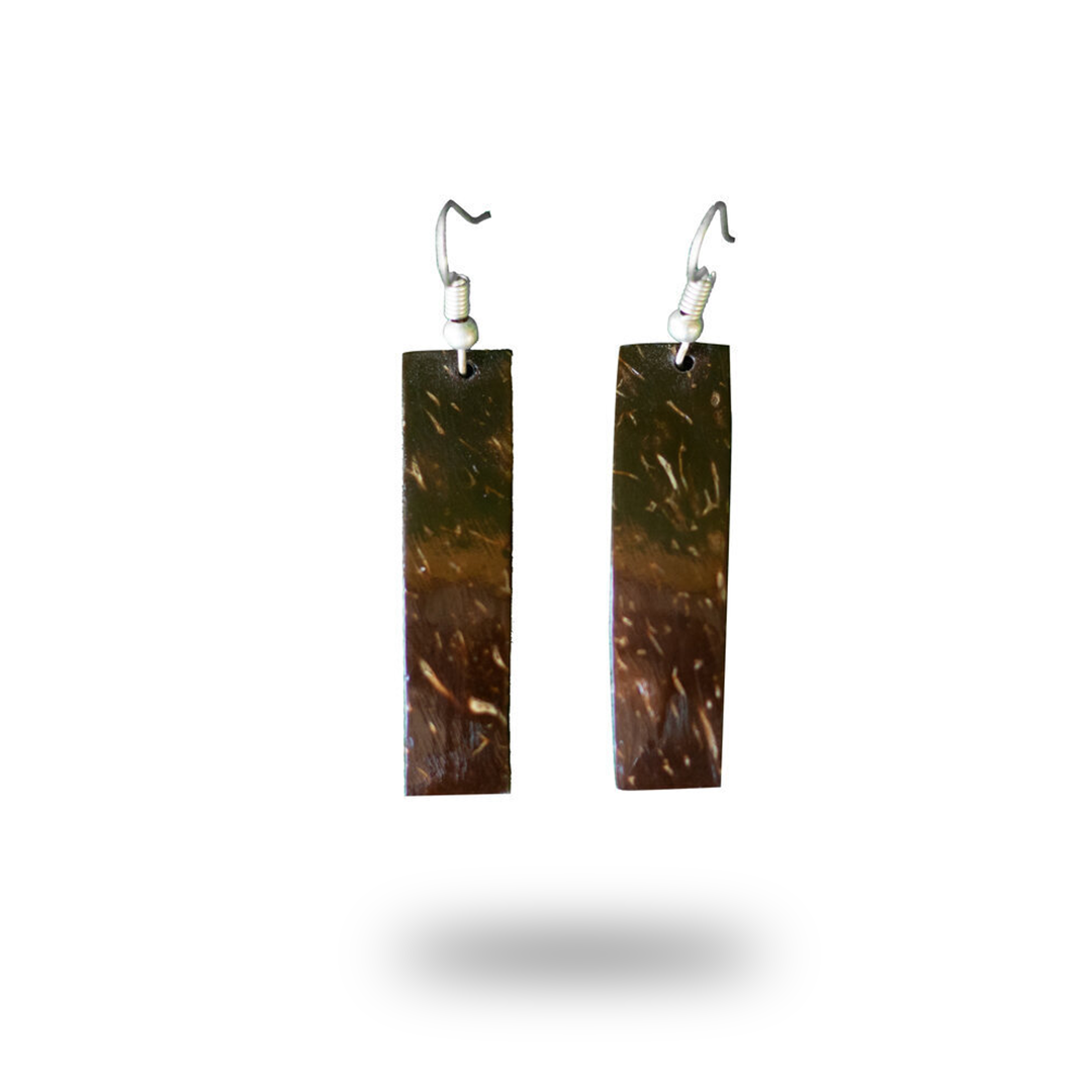 Long Rectangular Wooden Drop Earrings