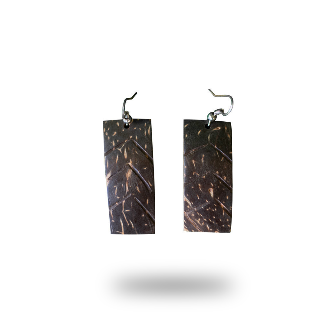 Rectangle Wooden Drop Earrings