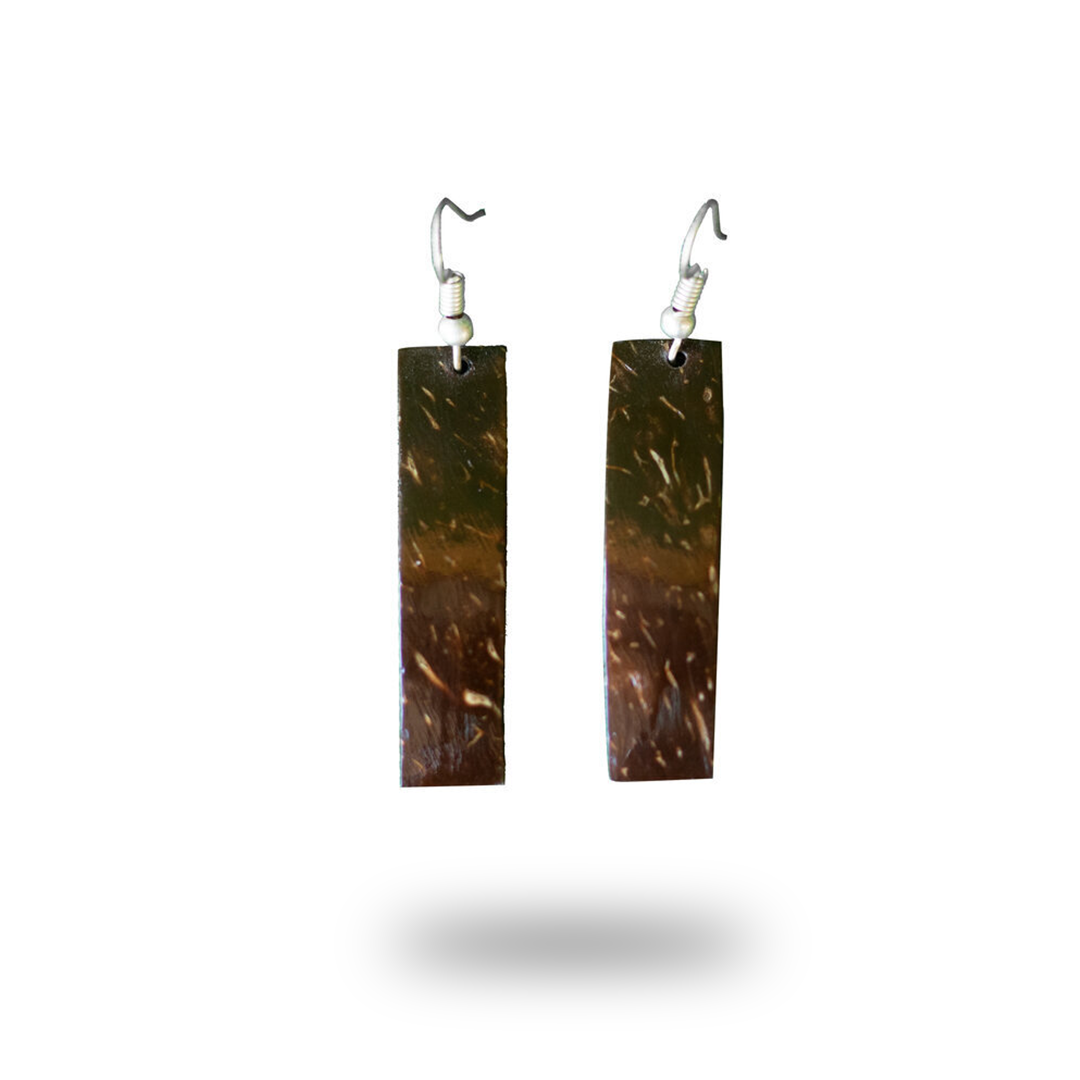 Rectangle Wooden Drop Earrings